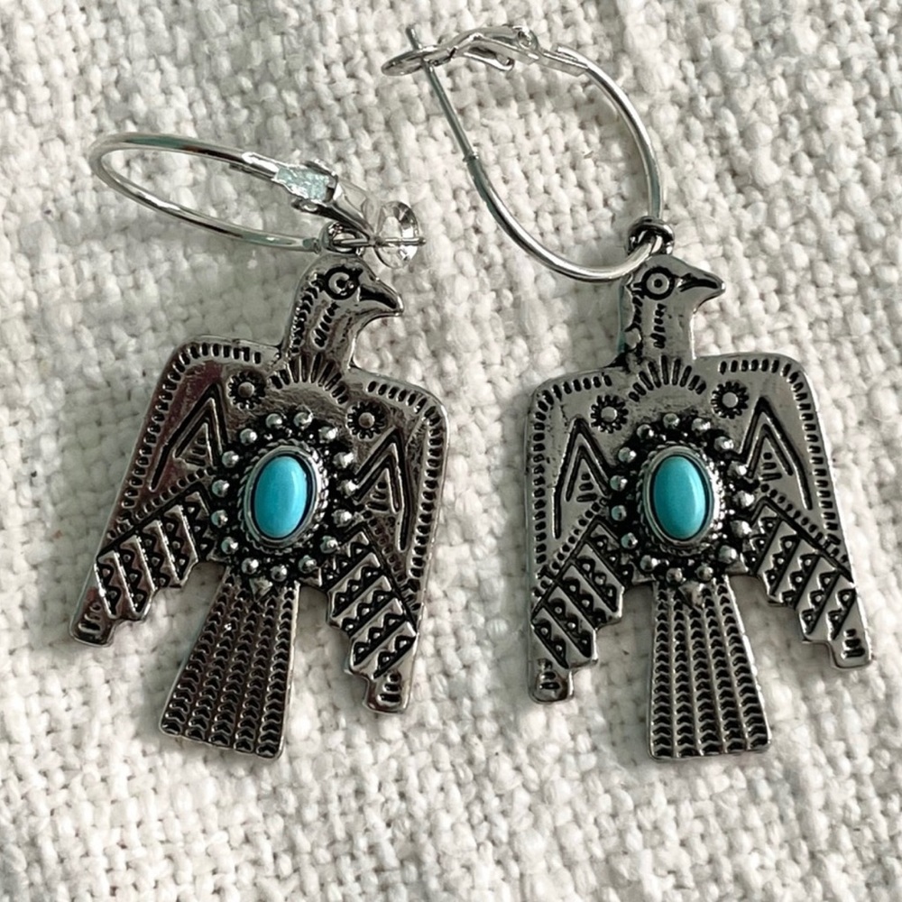 Bohemian Bird Earrings With Turquoise Stone